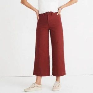 Madewell Emmett Wide-Leg Crop Cranberry Red High Rise Pants Size 33 Tall